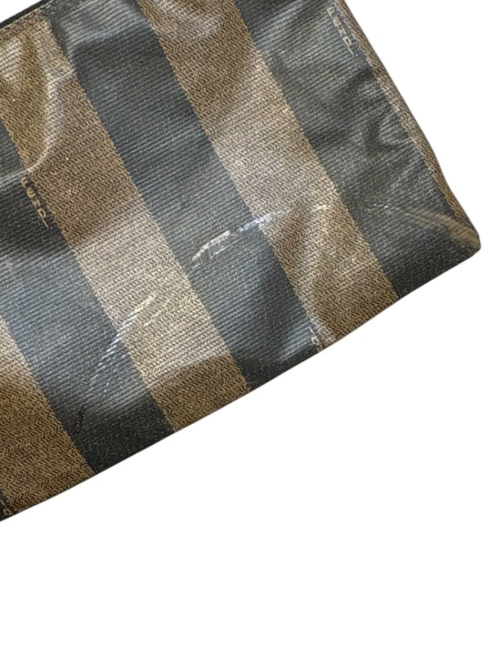 Fendi vintage black gold/brown striped cosmetic clutch bag